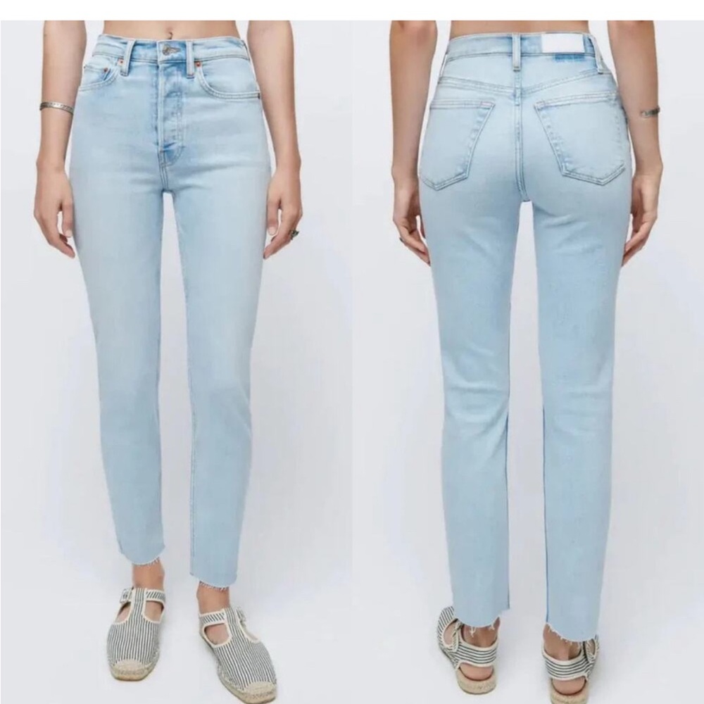 RE/DONE | High Rise Straight | Light Blue Women's Jeans